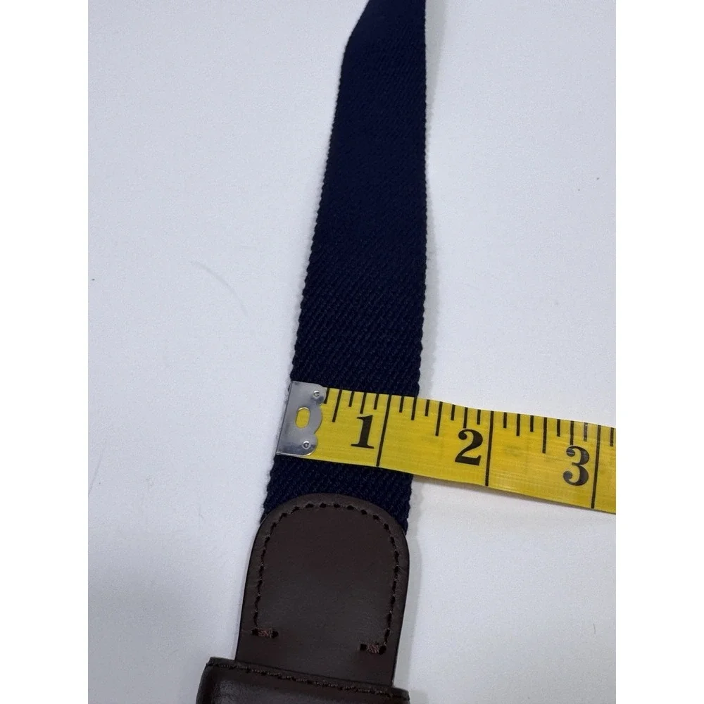 Brooks Brothers Belt Mens 38 Blue Leather Canvas Preppy Woven Made in Italy NWT